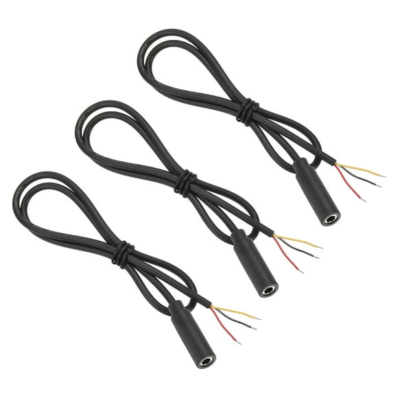 Uxcell 3 Pcs 3.5mm Female Jack to Bare Wire Open End Replacement 28AWG TRS 3 Pole Stereo 1/8" Mono Audio Cable Plug Jack Plug 32.5mm for Earphone Headphone Cable Repair, 0.25m/9.8 inches