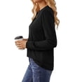 thumbnail image 3 of Fantaslook V Neck Henley Blouses for Women Dressy Fall Tops Long Sleeve Shirts Fashion Clothes, 3 of 9