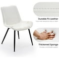 thumbnail image 5 of CQAOE Modern PU Leather Dining Chairs Set of 2, Armless Upholstered Side Chairs with Metal Legs, Accent Kitchen & Dining Room Chairs for Home or Apartment (Pearl White), 5 of 10