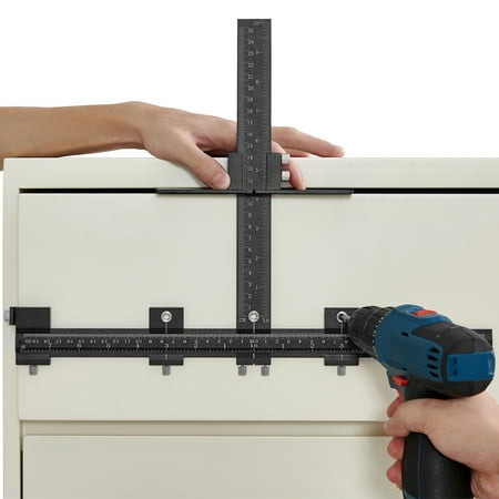 KFFKFF Adjustable Aluminum Cabinet Hardware Jig with Center Punch Durable Template Tool for Installing Door and Drawer Knobs Handles and Pulls