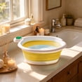 thumbnail image 4 of Aoznliie Collapsible Wash Basin, Apple Shape Space Saving Foot Soaking Tub for Cleaning, 12x13 inch Plastic Portable Basin for Camping Travel, Yellow, 4 of 6