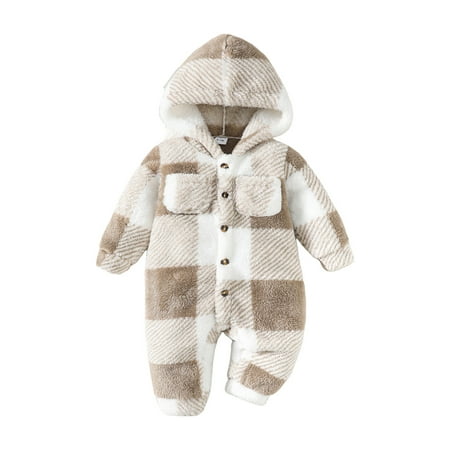 

12 Months Baby Boys One-piece Romper 18 Months Boys Bodysuit Toddler Boys Long Sleeve Hooded Bodysuit Apricot