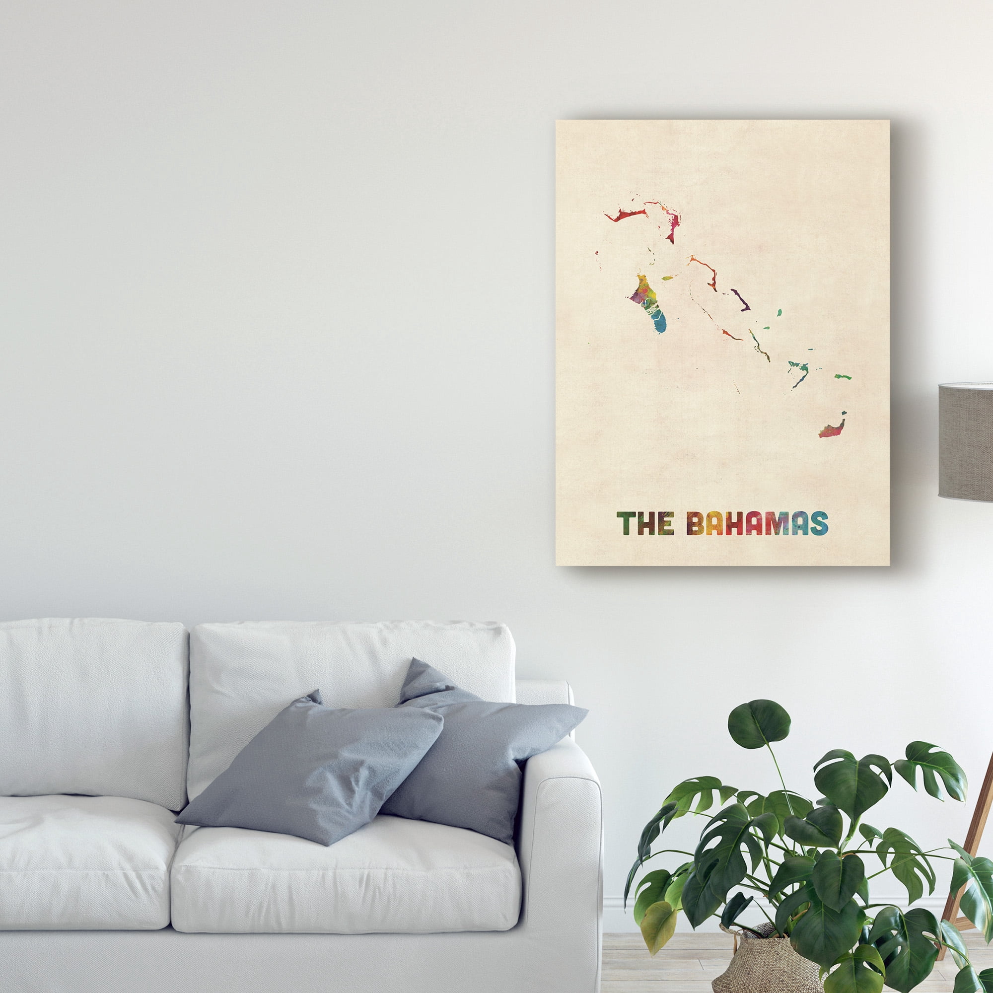 Trademark Fine Art 'The Bahamas Watercolor Map' Canvas Art by Michael Tompsett