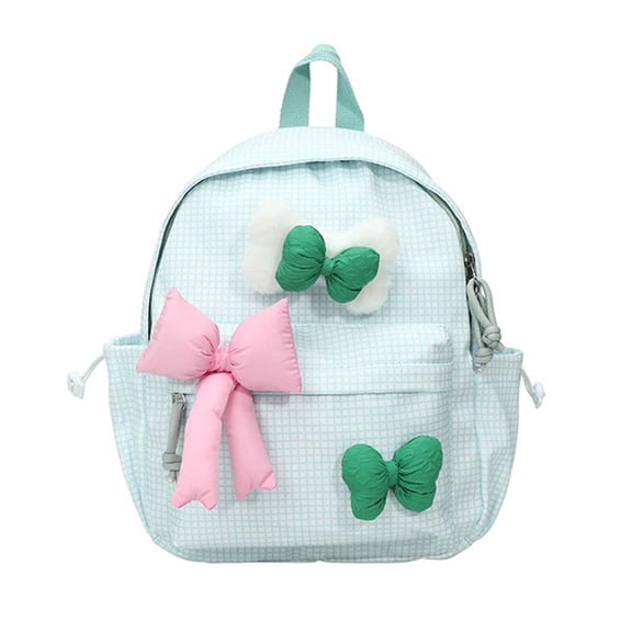 Fgnfyis Backpack for Kindergarten Girls Plaid Cute Bow Design Lightweight School Bag for Daily Use Commuting Casual Outfit Preschool Backpack Boys Green