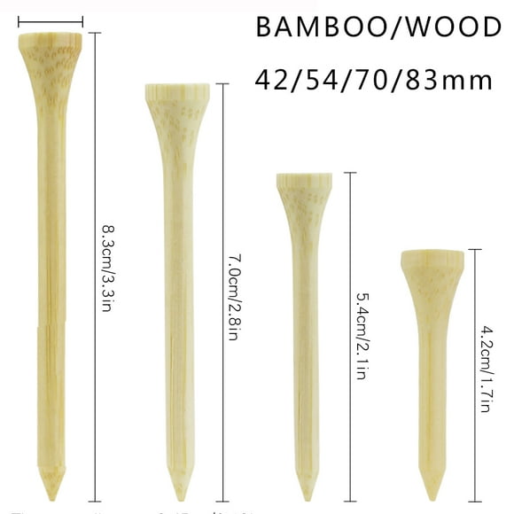 100 Unités/sac T-Shirts de Golf en Bambou Support de Balles de Golf 4 Tailles Disponibles Plus Résistants Que les T-Shirts en Bois de Golf 42/54/70/83mm Bambou 70mm 100 Pcs