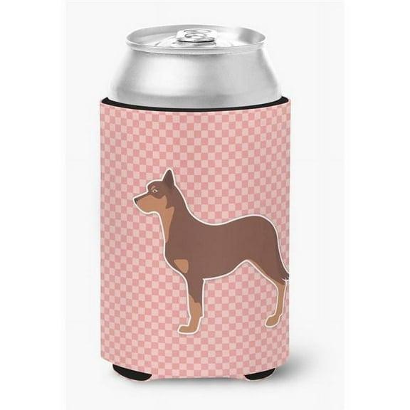 Australian Kelpie Dog Checkerboard Pink Can or Bottle Hugger
