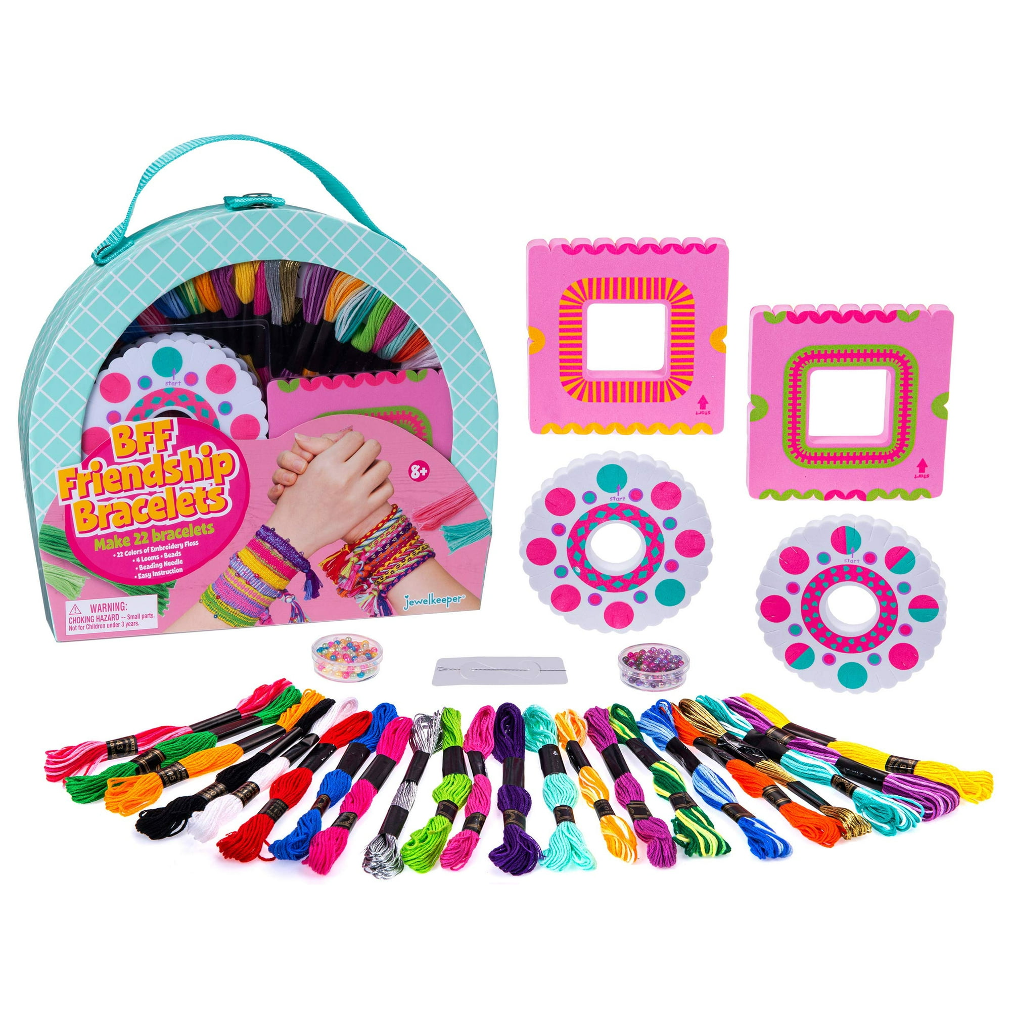 Jewelkeeper BFF Friendship Bracelet Activity Kit DIY Bracelet Making Kit For Girls Makes 22 Bracelets 4 Looms And Beads With Instructions