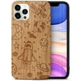 thumbnail image 1 of Case Yard Wooden Case Outside Soft TPU Silicone, Slim Fit Shockproof Wood Protective Phone Cover for Girls Boys Men and Women, Supports Wireless Charging Outer Space Design case for iPhone-12-Pro-Max, 1 of 7