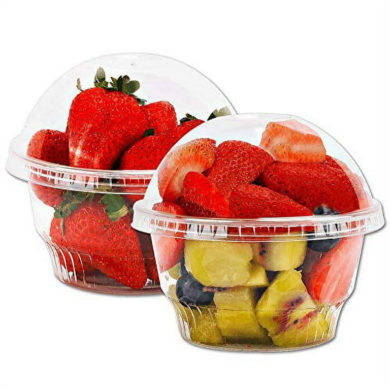 8 oz Clear Plastic Dessert Cups with Dome Lids No Hole - 25 Sets Disposable Snack Bowls for Ice Cream, Parfait, Banana Pudding, Jello and Individual