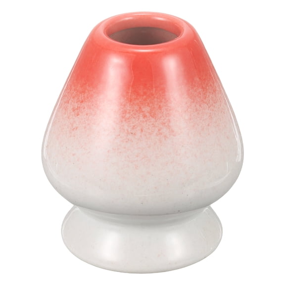 Uxcell Ceramic Chasen Stand 70mm Matcha Whisk Holder Teas Set Whisks Stand Traditional Matcha Tea Chasen Holder Tea Set Accessories for Tea Tasting, White/Red