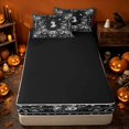 thumbnail image 4 of Erosebridal Spooky Witch Portrait Zipper Queen Comforter Set with Fitted Sheet and 2 Pillowcases, Boho Moonlit Peony Zipper Bedding Set for Boys Girls, Black White, Black Reversible, 4 of 7