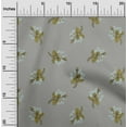 thumbnail image 1 of oneOone Cotton Jersey Medium Gray Fabric Leaves & Flower Floral Dress Material Fabric Print Fabric By The Yard 58 Inch Wide, 1 of 1
