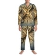 thumbnail image 3 of Naloa Vintage Compass Men’s Pajamas Set - Long Sleeve Button Down Sleep Shirt and Pajama Bottoms Sleepwear Set-Small, 3 of 7