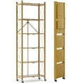 thumbnail image 1 of Nbcleanic 6-Tier Foldable Storage Shelf with Wheels, No Assembly Metal Rack Shelves for Living Room Office Bedroom, Bookcase for Adult (Gold), 1 of 6