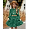 thumbnail image 5 of Oudiya Girls Swiss Dot Long Sleeve Dress V Neck Ruffle Tiered Casual Party Dress, 5-13Y, 5 of 7