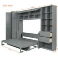 thumbnail image 3 of Harper & Bright Designs Queen Murphy Bed Wall Bed with Closet, Queen Size Cabinet Bed Folding Wall Bed with Storage Drawers and Shelves for Guest Room Office, Gray, 3 of 14