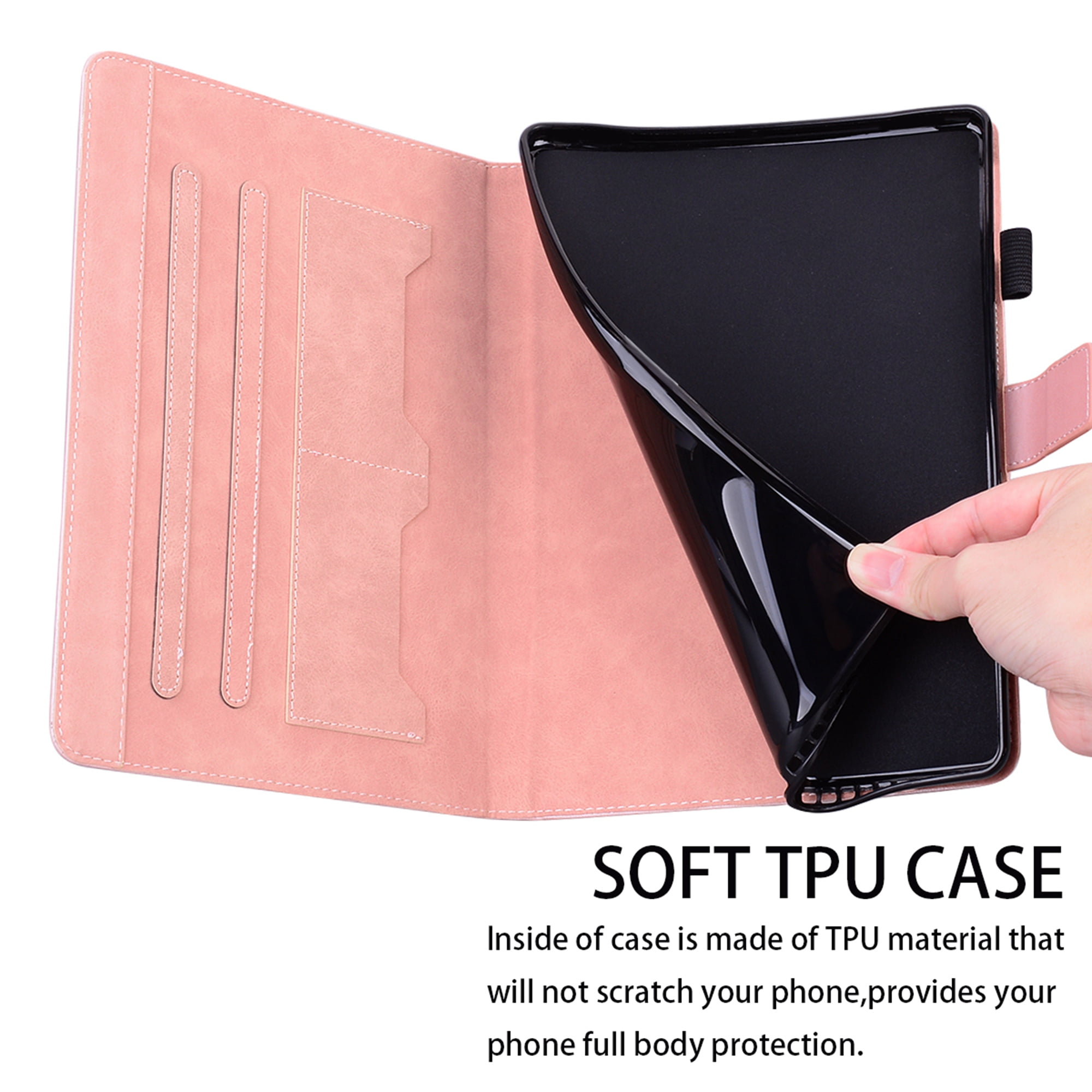 Dteck Folio Case for iPad Air 13-inch (M3/M2) 2025/2024, Multi-Angle Viewing Protective Stand Cover with Pencil Holder & Card Holder,Pink