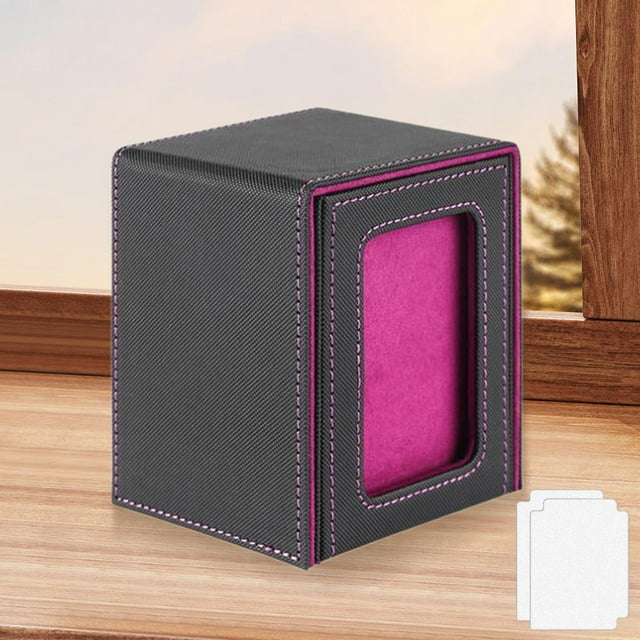 Caja para Baraja de Cartas con 2 Divisores Móviles, Estuche Protector para Baraja de Cartas con Capacidad para Más de 100 Tarjetas para Tarjetas Colec Púrpura