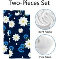 thumbnail image 3 of Soft Hand Fingertip Towels, 2 Pcs Face Bath Towels White Daisies and Blue Cornflowers Absorbent Washcloths for Bathroom Hotel Kitchen, 30"x15", 3 of 6