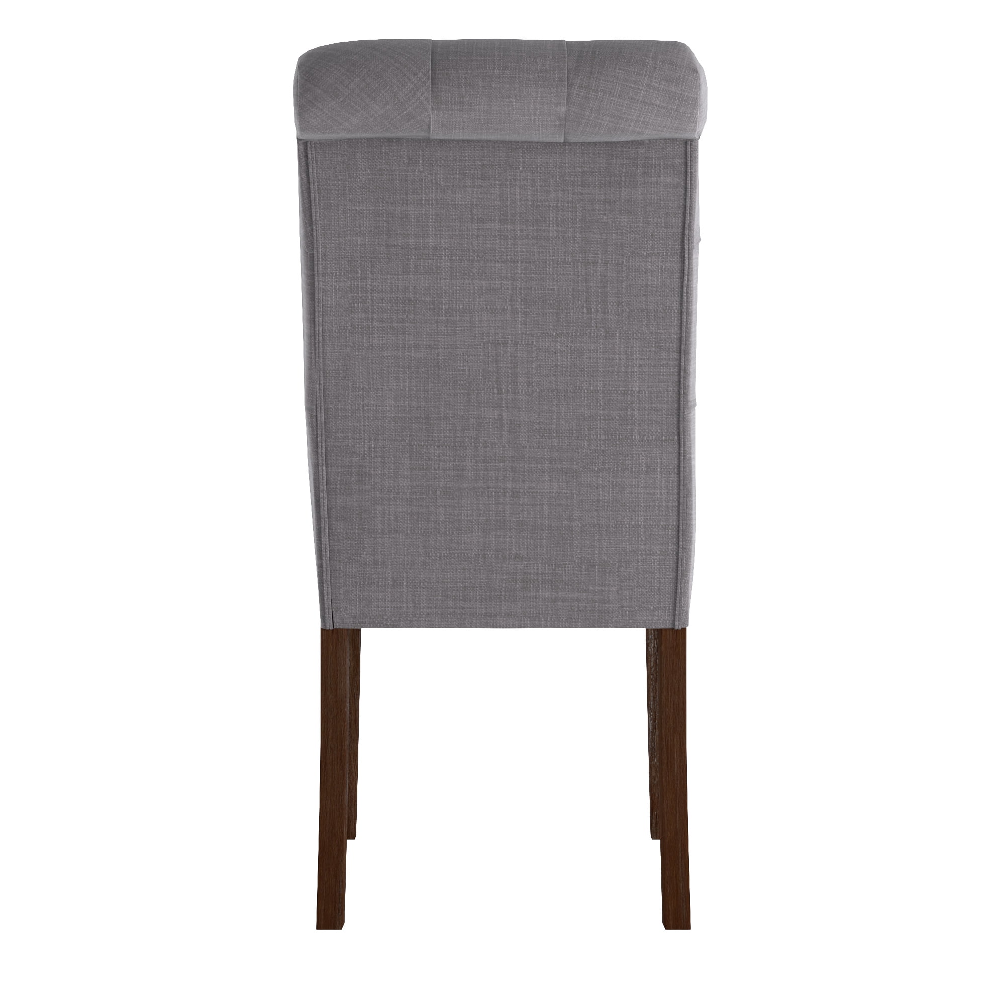 Weston Home Lottie Chic Gray Linen Button Tufted Dining Chair (Set of 2), Brown wood finish