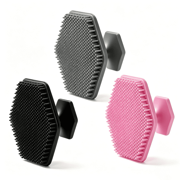 XINNAISI Silicone Face Scrubber Deep Cleaning Skin Care Bath Brush (3 Pack)