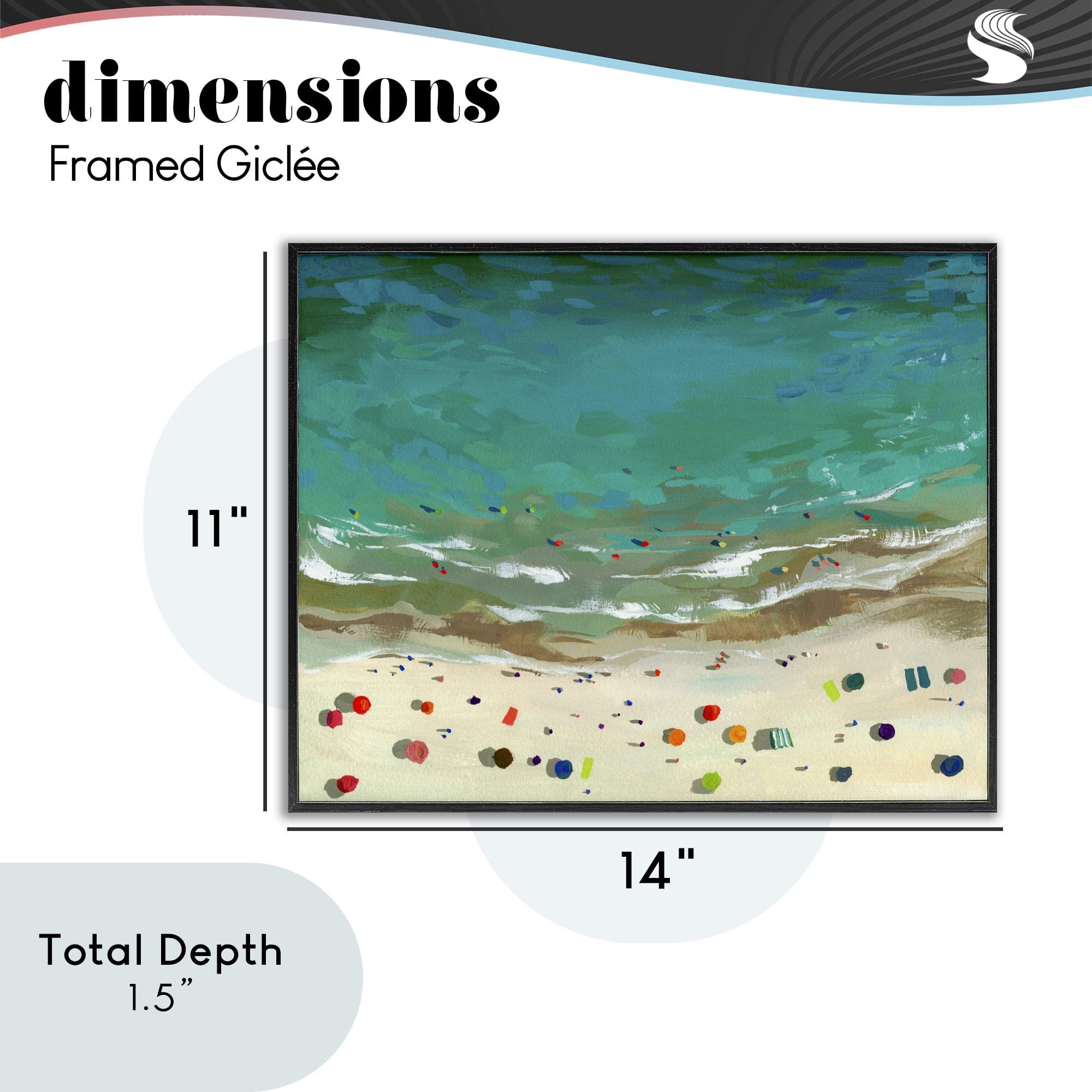 Stupell Industries Aerial Turquoise Shoreline Black Framed Giclee Art, design by Brook Page