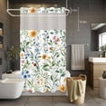 thumbnail image 5 of Spring Floral No Hooks Shower Curtain with Snap-in Liner Colorful Flowers Green Leaves Watercolor Farmhouse Shower Curtains for Bathroom, Waterproof, Easy Install, Washable 36"x78", 5 of 9