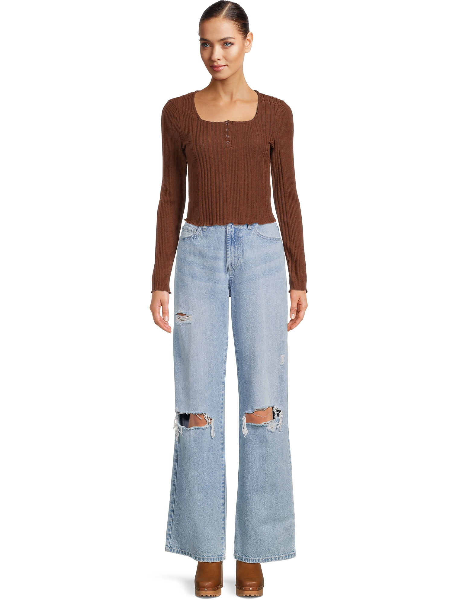 Self Esteem Juniors Square Neck Henley Top