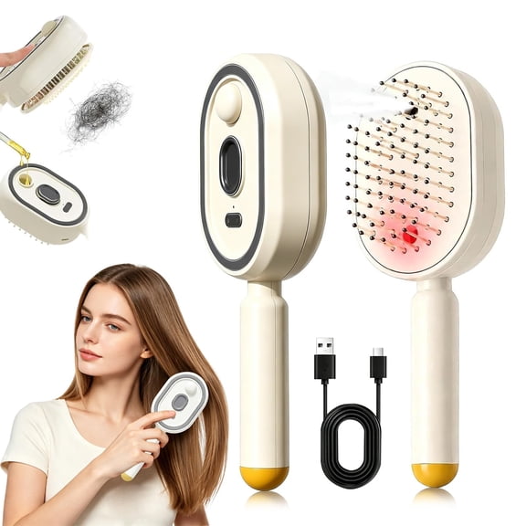 Electric Spray Air Cushion Massage Comb 2026 New ,3 in 1 Self-Clean Detangling Brush, Restores Silky Shine for Dry & Frizzy Hair, for Long/Short Hairs Home Spa Cleaning Grooming Styling Detangling