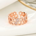 thumbnail image 3 of Cubic Zirconia Bee Honeycomb Ring Open Engagement Statement Wedding Stacking Finger Rings Adjustable Fashion Diamond Crystal Unique Thumb Ring Cute Jewelry for Women Men, 3 of 10