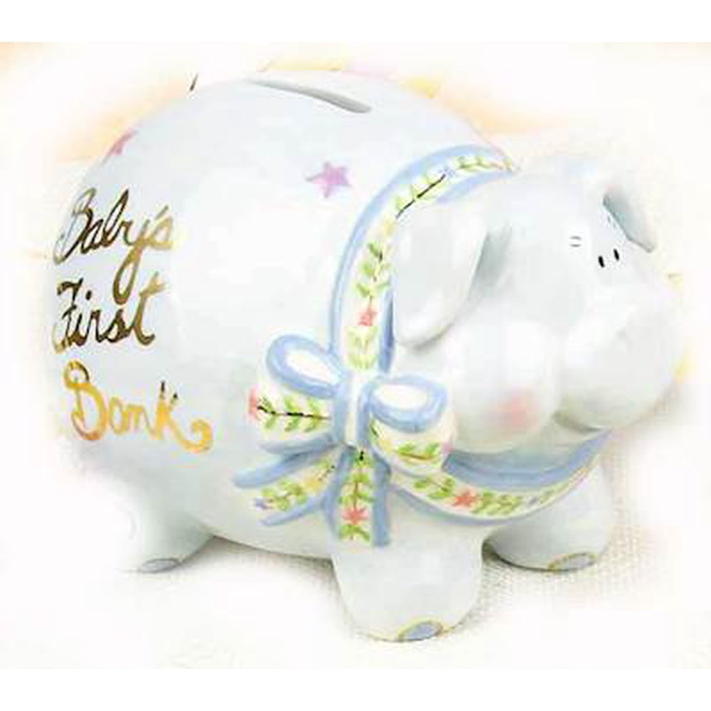 Baby's First Piggy Bank Blue Clayworks