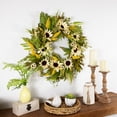 thumbnail image 3 of Northlight Sunflowers, Daisies and Pip Berries Floral Artificial Fall Harvest Wreath - 24", 3 of 9