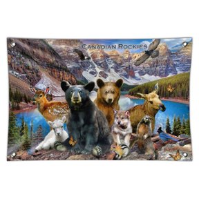 Canadian Rockies Mountain Range Animals Beer Wolf Moose Deer Home Business Office Sign