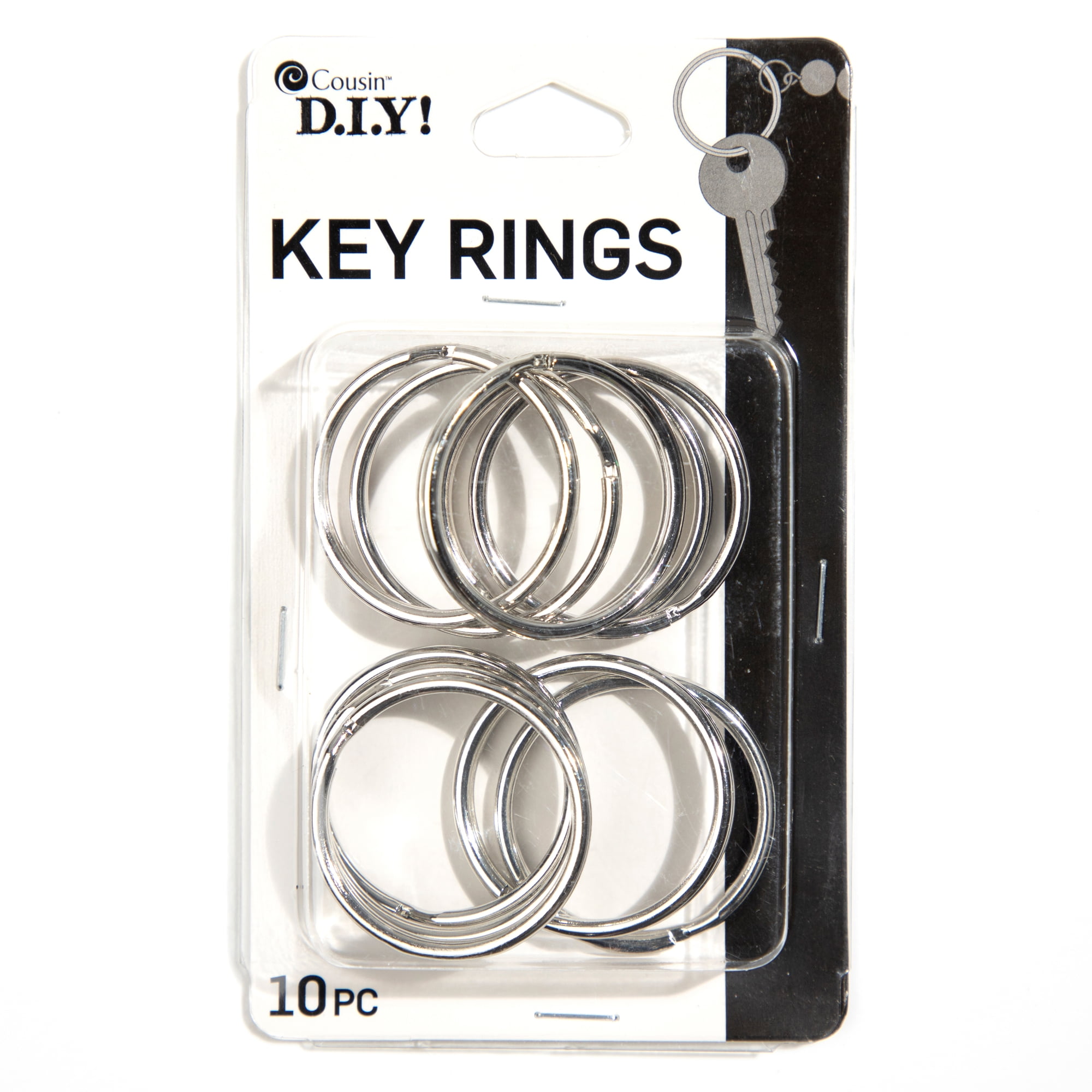 Cousin DIY Silver Key Split Rings for Keychains, Metal, 10 Piece, Model 63800244