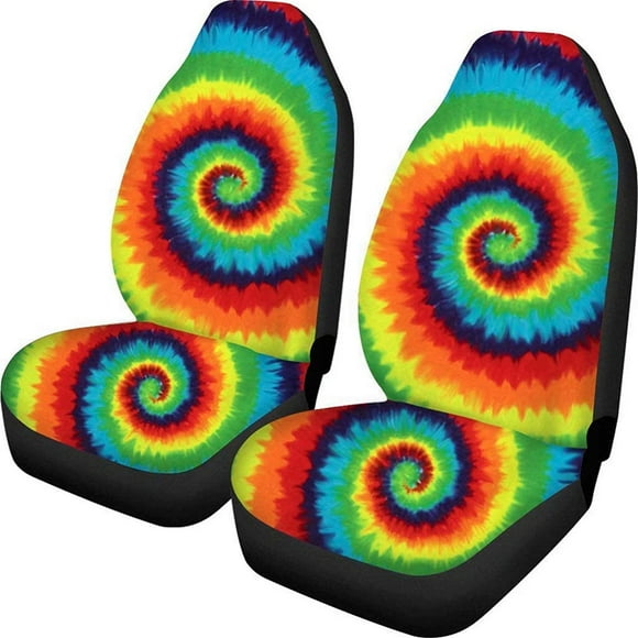 Colorful Front Seat Cover for Men Women Tie Dye Printed Saddle Blanket Universal Bucket Seats Cover Protector, Auto Interior Accessory
