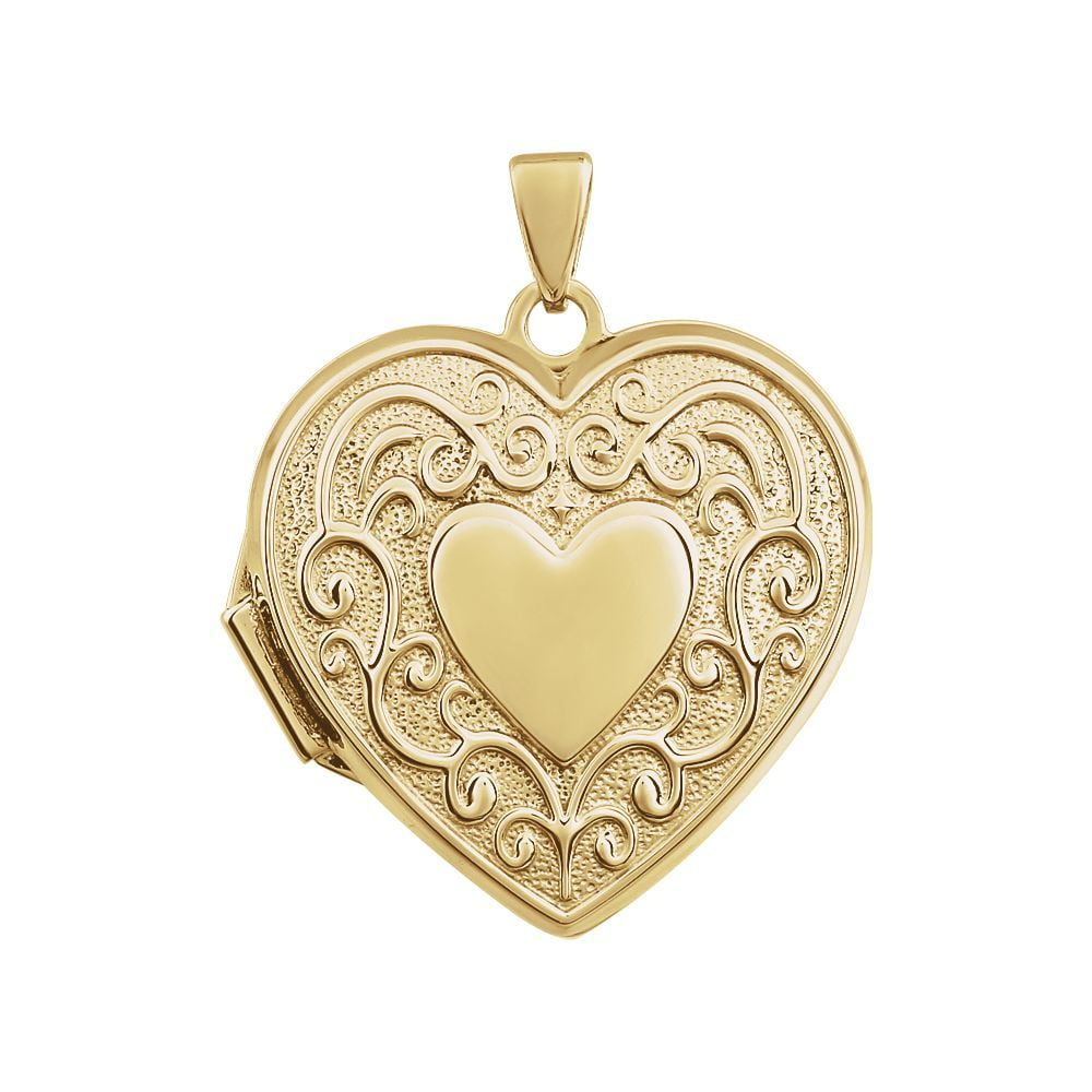 JewelryWeb - 14k Yellow Gold Heart Shaped Locket - 2.7 Grams - Walmart
