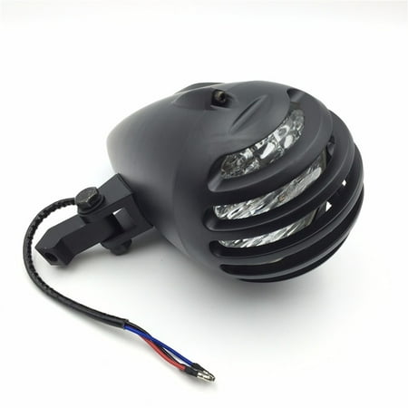 Fog Lamps Billet Grille - HTT-MOTOR Black Old School Billet Headlight Sturgis Glide 4 3/4