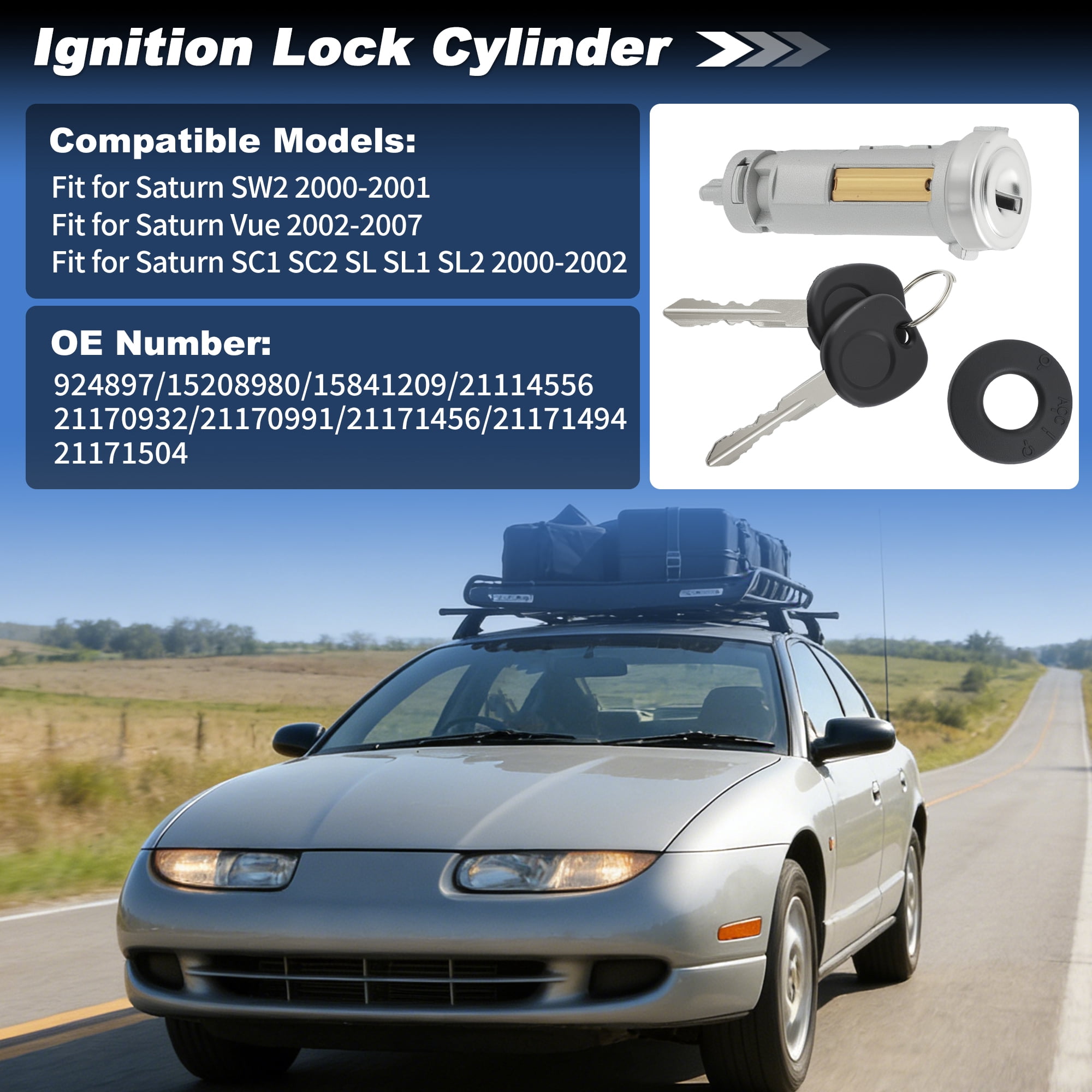 Unique Bargains Ignition Switch Ignition Lock Cylinder for Saturn SW2 2000-2001
