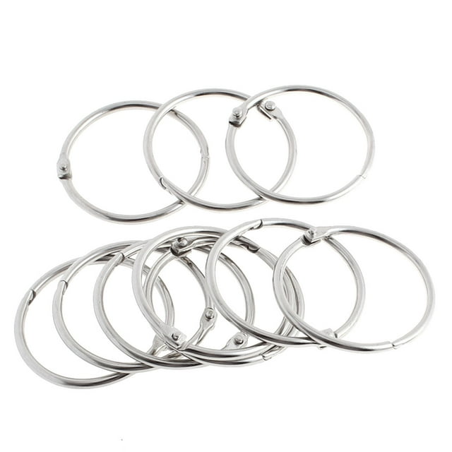 Office 40mm Dia Metal Loose Leaf Rings Book Binders Keyring Keychain 10pcs