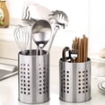 thumbnail image 4 of 2 piezas de cesta de vajilla/estante para utensilios de cocina, redondo, acero inoxidable, plata, cuchillo, tenedor, tijeras, clip, tubo de almacenamiento hueco, 4 of 6