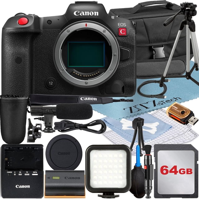 Canon EOS R5 C Mirrorless Cinema Camera (Body) with 64GB Memory Card + Case + LED Flash + ZeeTech Accessory Bundle