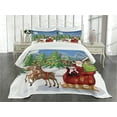 thumbnail image 3 of Ambesonne Christmas Quilted Bedspread Set 3 Pcs, Snowdrift Reindeers, King Size, Multicolor, 3 of 5