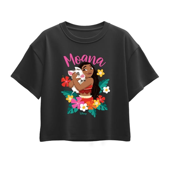 Moana - Floral Script - Youth Girls Boxy T-Shirt