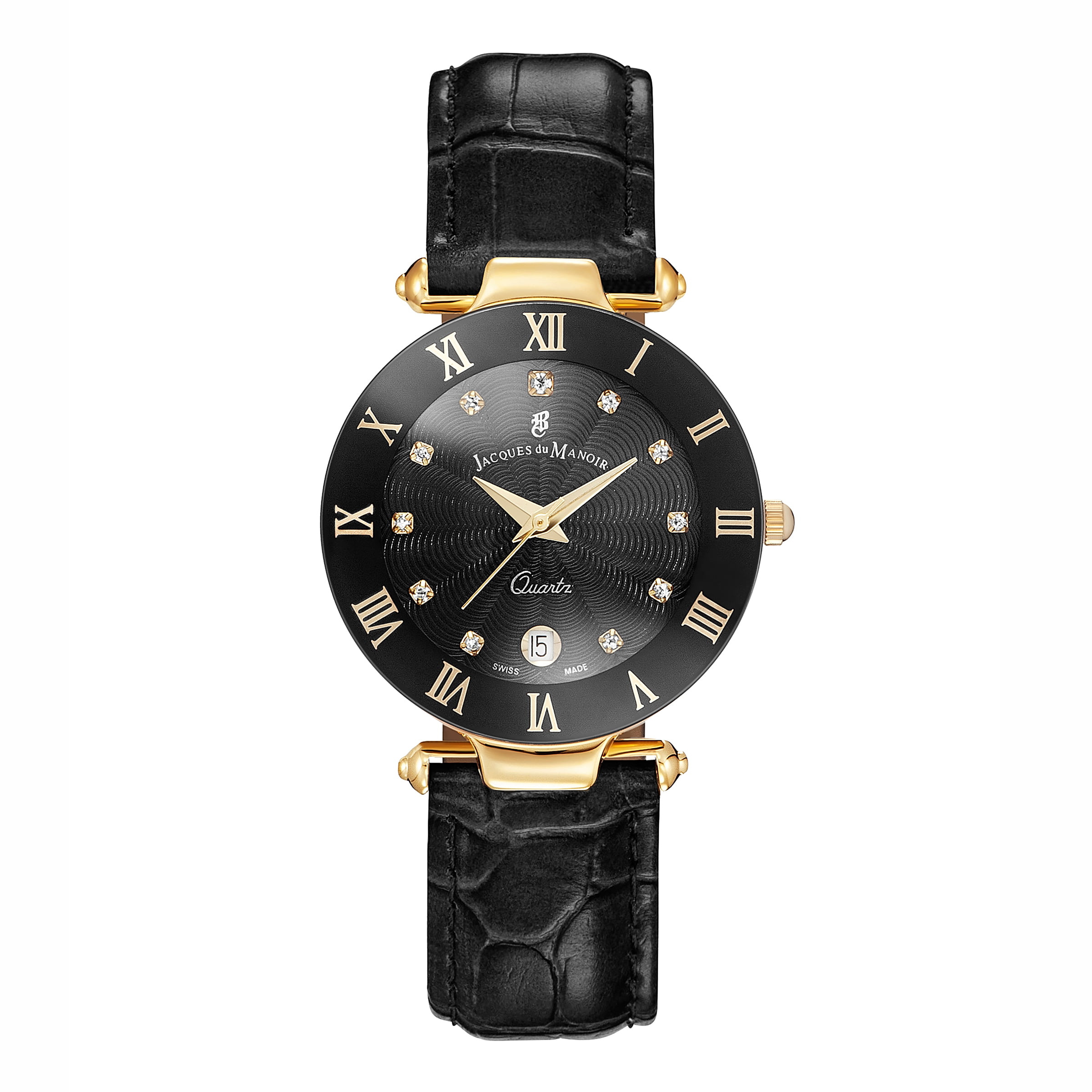 Jacques Du Manoir Women's Swiss-Made Wide Leather Strap Watch - Walmart.com