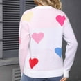 thumbnail image 6 of Qulqfy Sweater for Women Cute Long Sleeve White Pullover Hearts Knitted Crew Neck Tops Womens Fall Sweaters S, 6 of 6