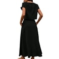 thumbnail image 4 of asdoklhq Summer Wedding Guest Dresses For Women Black Cocktail Dress Summer Crew Neck Short Sleeve Top & Midi Skirt Piece Set Black XL, 4 of 8