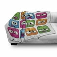 thumbnail image 3 of Funny Soft Flannel Fleece Throw Blanket, Digital Square Cartoon Style Children Smiling Face Expression Monster Comic Avatar, Cozy Plush for Indoor and Outdoor Use, 60" x 80", Multicolor, by Ambesonne, 3 of 6