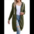 thumbnail image 1 of Sudadera con Capucha y Cremallera para Mujer, Chaqueta Informal de Larga para Otoño, Chaquetas Largas de Otoño con Bolsillos, Túnica Verde L, 1 of 9