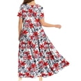 thumbnail image 3 of Capreze Ladies Crew Neck Long Dress Bohemian Elastic Waist Sundress Party Maxi Dresses Floral Printed Sundress, 3 of 3