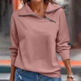 thumbnail image 2 of Women Casual Long Sleeve Pullover Top Asymmetric Zipper Turtleneck Loose Fit Solid Color Soft Warm Daily Wear Fashion Ladies Sweatshirt Light pink XL, 2 of 6